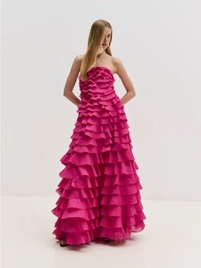 Aje Fleur Pleated Gown